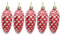 Tannenzapfen-Kugeln für Weihnachtsbaumschmuck, 92 mm, glänzend und glitzernd, hängende Tannenzapfen, Rot, 5 Stück