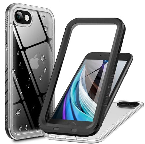 Cozycase Military Shockproof IP68 Waterproof Case for iPhone SE 2022 2020 8 7 Clear Heavy Duty 360 Full Body Built In Screen Camera Protector Front Back Cover Dustproof Hard SE2 SE3 Protective Case