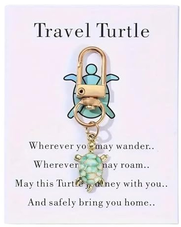 Tindo Travel Turtle Geschenkkarte, Handmade mit Anhänger für Freunde und Famielie, Glückwunschkarte und Botschaft für jeden Anlass Grün