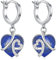 AOBOCO Herz Ohrringe Damen, 925 Sterling Silber Creolen baumeln mit Blau Kristallen, Geburtstag Geschenke für Frau Mutter (Lapislazuli)