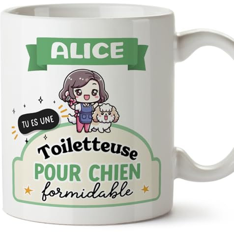 Mugffins Tasses Personnalisables pour TOILETTEUSE POUR CHIEN femme - En Français - Cadeau Personalisé- Tu es formidable - Kawaii - 11 oz / 330 ml