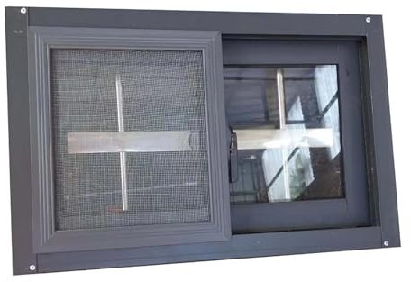 Schiebefenster mit Glasscheibe und Schloss, großes Kellerfenster für Badezimmer, Garagen und Dachboden, 50 x 50 cm