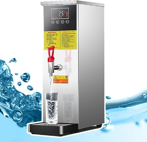 pedenencelia Commercial Water Boiler,Automatic Boiling Water Machine,25l/40l/50l Water Boiler,Quick Water Boiling In 20 Minutes,40-100°C Temperature Control,For Milk Tea Shop Hotel,Silver-50l