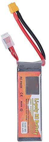 Batterie LiPo 7000 MAh, Taux de Décharge 40 C, 14,8 V, 4 S, Prise XT60, Batterie RC avec Plaque Métallique à 5 Côtés pour Hélicoptère RC, Voiture RC, Bateau RC
