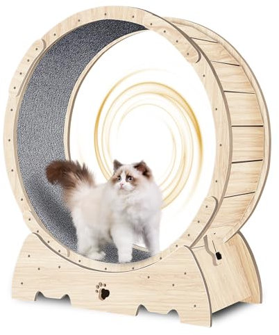 Opetdo Laufrad für Katzen, 93 cm, großes Laufrad für Katzen im Innenbereich, mit abnehmbarer Rollmatte, Teaser für Katzen, zum Laufen, Gehen, Training, geeignet für die meisten Katzen