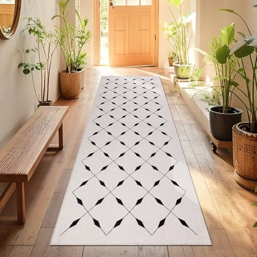 TUKDAK Teppich Läufer Flur rutschfest 80x200cm, Weben Küchenteppich, Waschbar Flurläufer Modern, Teppichläufer, Küchenläufer, Flur Teppich, Flurteppich für Küche, Eingang, Wohnzimmer, Korridor