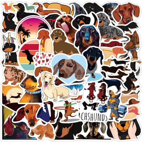 Abbdbd 50 Stück Dackel-Hunde-Aufkleber, Wasserfest, Wurst-Haustier-Hunde-Aufkleber, Niedliche Tier-Aufkleber, DIY-Tag-Aufkleber Für Laptop, Scrapbook, Skateboard