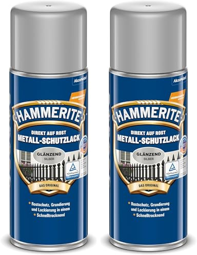 Hammerite metallschutzlack glänzend silber 400ml (Packung mit 2)
