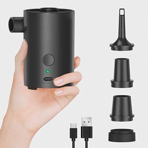 Portable Air Pump for Inflatables, Ultra-Mini Air Mattress Pump with 3600mAh Battery & Camping Light, USB Rechargeable Air Pump for Swimming Rings, Pool Floats, Sleeping Pads, Vacuum Storage Bags