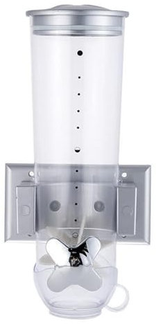 AWHAO Dispenser, Kitchen Storage Container, 1.5L, Airtight, Multi-Purpose, Cereal Dispenser for Nuts, Flour, Beans, Silver