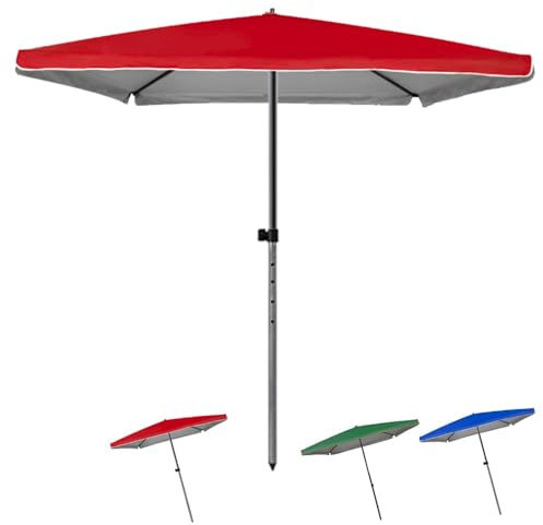 IMUNKT 200x200cm Parasol De Marché Carré, Parasol De Jardin 4 Baleines, UPF50+, Réglable en Hauteur, pour Marché De Terrasse en Plein Air(Red,2x2m/6.5x6.5ft)