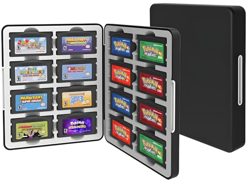 QUBAMG GBA Game Case Compatible with Game Boy Advance, Holds 16 GBA Game Cartridges, Silicone Slots with Magnetic Closure, Portable Travel Organizer Storage Box for GBA Collectors