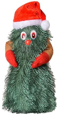 Tanzender Weihnachtsbaum – 10 cm, Weihnachtsbaumpuppen, tragbarer Nooelbaum-Plüsch, tanzender Weihnachtsbaumschmuck aus Faser, Musik | Multifunktionsfiguren mit Vater Hut N
