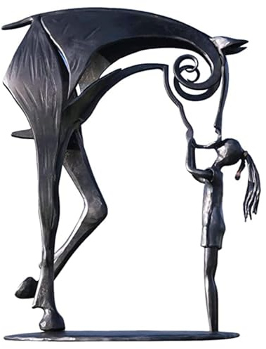 WSFYTAM Kuss Pferd Skulptur, Metall Skulptur Metalldruck Pferd Statue, Pferd Dekoration Moderne Statue Für Heimdekoration Skulpturen Deko,Schwarz