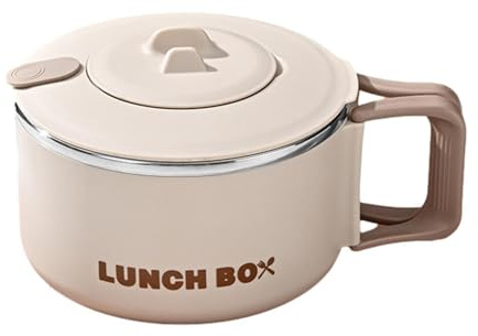 Cooking Bowl - 1200ML Stainless Steel Soup Cup With Lid And Handle, Portable Instant Noodle Bowl | Reusable Microwave Safe Soup Cup For C Organization