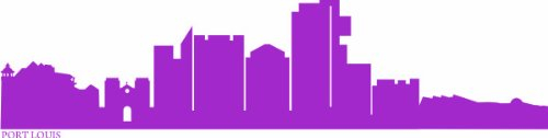 INDIGOS UG - Wandtattoo Wandsticker Wandaufkleber Aufkleber e598 Skyline Stadt - Port Louis (Afrika) 80x19 cm - Flieder