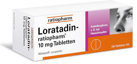 Loratadin-ratiopharm 10 mg Tabletten: schnelle und langanhaltende Hilfe bei Heuschnupfen, ganzjährigem allergischen Schnupfen und chronischer Nesselsucht - bereits ab 2 Jahren geeignet, 100 Tabletten