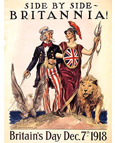 Wee Blue Coo Political USA UK Post War WWI Uncle Sam Britannia Art Print Poster Wall Decor 12X16 Inch