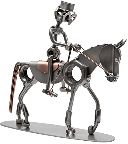 STEEMO Schraubenmännchen Dressur-Reiter Pferde-Geschenk Metall-Deko 22x6x21 cm