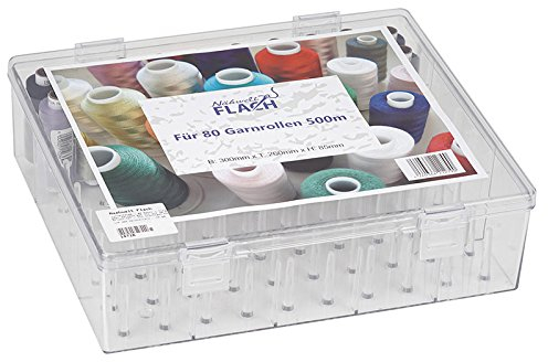Nähwelt Flach Garnbox für 80 Konen, gefüllt mit 30 Rollen Troja jeweils 500m