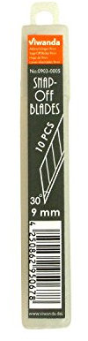 Viwanda Snap-Off Klingen 9mm SK2-Cr Stahl für Motion Präzisions Cutter/Professionelles Messer, mit 30° Klinge für exakte Schneidearbeit, Box mit 10 Stück