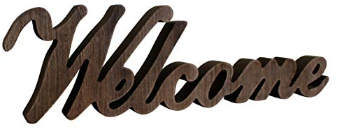 CVHOMEDECO. Rustic Vintage Distressed Wooden Words Sign Free Standing Welcome Tabletop/Shelf/Home Wall/Office Decoration Art, 14.5 x 4.25 x 1 Inch