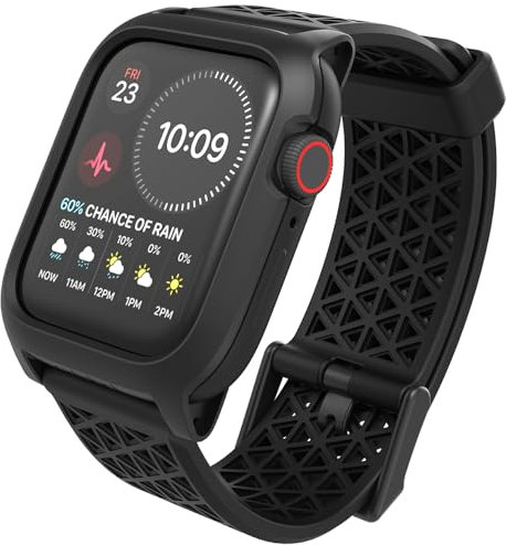 Catalyst Custodia Designed for Apple Watch Series SE 2022, Series 6, 5/4 44mm, Case for Apple Watch, con Cinturino Sportivo Traspirante, Protezione Resistente, Custodia Antiurto per Apple Watch - Nero
