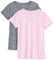 Amazon Essentials T-shirt Stretch et Quick Dry, Col en V et Manches Courtes (Disponible en Grande Taille) Femme, Lot de 2, Gris Teinture Spatiale/Rose Clair, L
