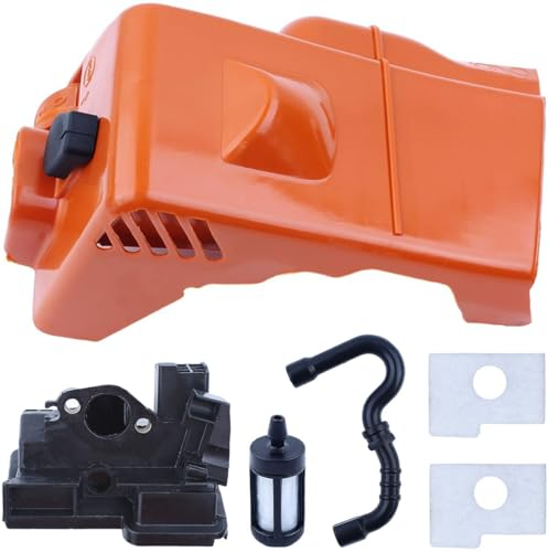 Capot pour STIHL 017 018 MS170 MS180 Tronçonneuse, AUMEL Cache avec Filtre à Air & Boîtier, Filtre à Carburant et Tuyau de Carburant Pièces de Rechange Couvercle Accessoire