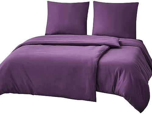 RUIKASI Bettwäsche 135x200 4teilig Purple - Lila Bettwäsche-Sets Oeko-TEX, 2 Bettbezüge 135x200cm + 2 Kissenbezüge 80x80cm mit Reißverschluss, Weich und Bügelfrei
