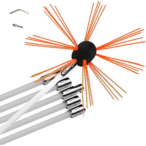Professional Chimney Pipe Sweep Cleaning Sweeping Tool Kits, Electrical Rotary Drill Drive Cleaning Brush with Flexible Reinforced Nylon, Multiple Choice,12m