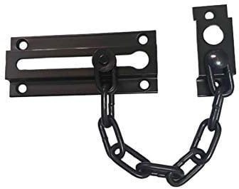 QCAA Solid Brass Chain Door Guard, with 9 Links Steel Chain, Oil Rubbed Bronze US10B, 1 Pack