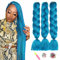 ShowJarlly Kunsthaar Haar, Haar Braids Extension, Ombre Jumbo Braid Haarverlängerung 24, Zöpfe Box Braid Haar Kunsthaar Haar Zum Einflechten Navy blau#