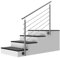 Edelstahl Treppengeländer Seitenmontage, 1,9m lang, 0,9m hoch, Außengeländer, je 2 Pfosten + 5 Querstreben + Handlauf mit Trägerplatten + Zubehör, Winkelverstellbar (L:1900mm H:900mm)