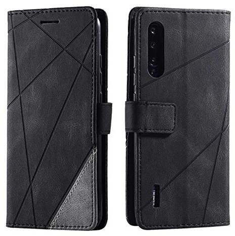 SONWO Cover per Xiaomi Mi A3, Flip Caso in PU Pelle Case Cover Portafoglio Custodia per Xiaomi Mi A3, [Kickstand] [Slot per Schede], Nero