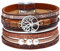 Lederarmband Damen Herren Leder Wickelarmbänder Baum des Lebens Armband mit Magnetverschluss aus Edelstah Bracelet für Frauen & Mädchen (Braun)