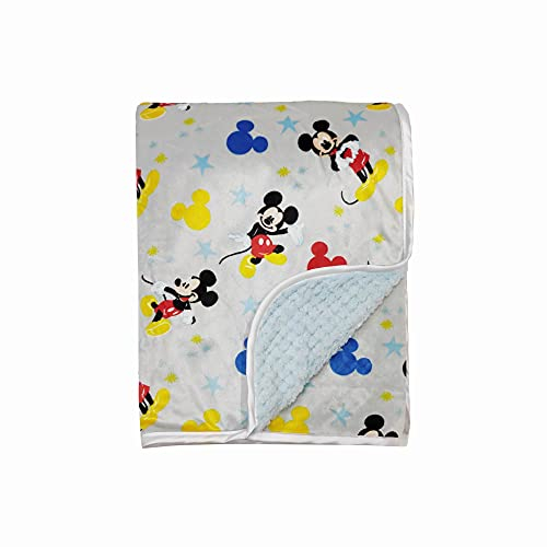 Disney Cudlie Baby Boy Mickey Mouse MNK/Waffel mit Satinrand Decke mit Glücksstern-Print