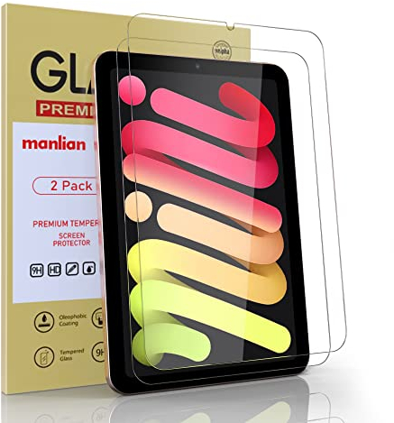 manlian 2-Stück für Panzerglas kompatibel mit iPad mini 6 2021 (8.3 Zoll), Gehärtetem Glas Displayschutzfolie.