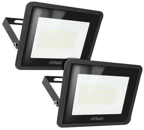 Arum Lot de 2 Projecteur LED 50W Blanc Chaud 3000K Extérieur Forte Luminosité IP66 Jardin Terrasse Parking Cours