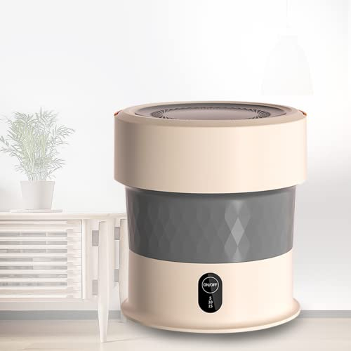 PanHuiWen Pliable Mini Lave Linge Studio Ultrasonique Petite Machine à Laver Portable 13L pour sous Vêtements,Chaussette,Appartement,étudiant,Gold-Base