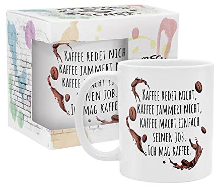 yvolve - Kaffee - Tasse aus Keramik mit lustigem Spruch rundum bedruckt mit Verpackung - Spülmaschinenfest