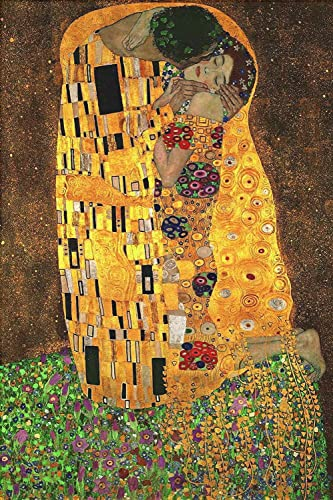 Puzzle für Erwachsene, 1000 Teile Der Kuss von Gustav Klimt 27,56 x 19,69 Zoll Puzzle für Erwachsene Lernspiel Herausforderung Spielzeug 1000 Teile Puzzle für Erwachsene Kinder