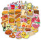 50 Stück Kawaii-Aufkleber-Set, Leckeres Essen Milchtee Frucht Hamburger Pommes Thema Aufkleber, DIY Dekorations Aufkleber für Laptop, Planer, Sammelalbum, Tagebücher, Album