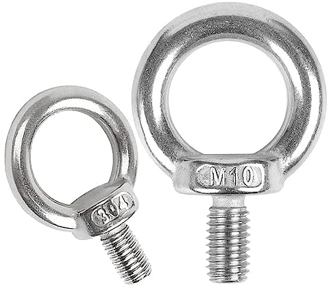 Maxsail Ringschraube M10, 5 Stücke 304 Edelstahl Augenschraube Ring-Augenbolzen Runde Ringbolzen für Rolle des Befestigens und Hängens