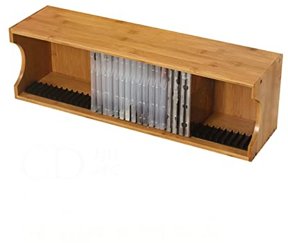 TOMYEUS Schallplattenständer CD Aufbewahrungsboxhalter-Gehäuse-Tablett Rustikale Holz-Medien-Tablett-Box for Home-Speicher und Organisation Schallplatten Aufbewahrung