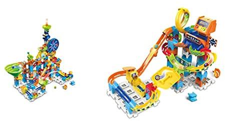VTech Marble Rush - Ultimate Set XL100 E Interaktive Murmelbahn mit spannenden Bahnelementen,4-12 Jahren & Marble Rush - Racing Set M200 E – Interaktives Kugelbahn-Set mit Licht und Sound,4-12 Jahren