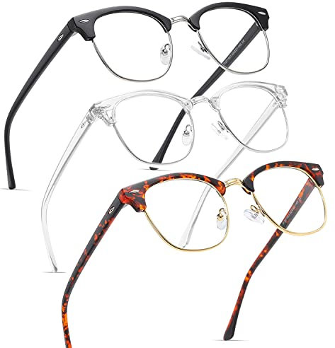 Perfectmiaoxuan 2 Pack Blue Light Blocking Glasses, Anti Gaming Retro Fashion Frame Non-Prescription Lens, Fatigue Headache Computer Screen 62, 【a1】black+white+flower