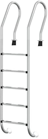 vidaXL Pool Leiter, Schwimmbadleiter mit 5 rutschfesten Trittstufen, Sicherheitsleiter für Pool Schwimmbecken, Einbauleiter Einstiegsleiter, Edelstahl 304