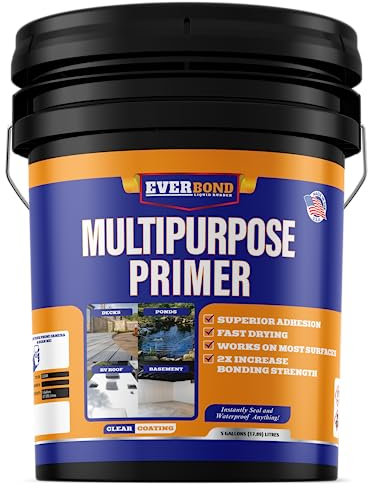 Everbond Multipurpose EPDM Primer - Roof Coating For Rubber, Wood, Fiberglass, Concrete, and Metal Surfaces - Easy to Apply on RVs, Campers, and Trailers - 4.75 Gallons