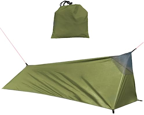 Campingzelt Zelt 500g Ultra Leichtes 1 Person mit Moskitonetz Armee Grün 220X70X60/35cm Praktisches Wurfzelt für Trekking Camping Rucksack Reisen Abenteuer Schlafsack Zelt